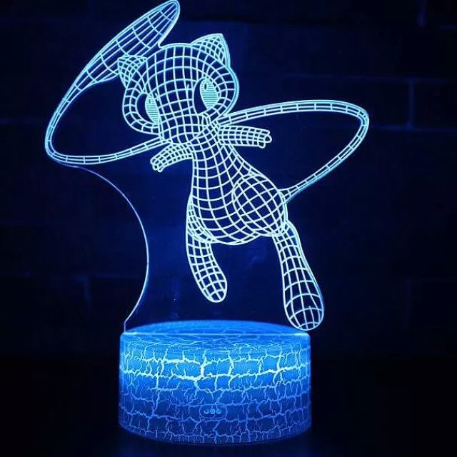 Sonstiges Merchandise-Pkm.store Mew Oder Mewtwo / Mewtu Nachttischlampe 3D Effekt, 16 Farben, Fernbedienung