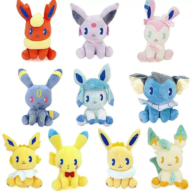Pokemon Kuscheltiere-Pkm.store Pluschfiguren-Set Mini Pokemons, 10 Stuck - Vaporeon Leafeon Umbreon Flareon Jolteon Glaceon Espeon Eevee Sylveon